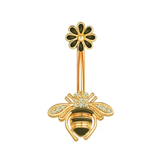 Piercing do pępka z kryształem – lis, serce, wąż, demon, motyw gotycki Niebieski