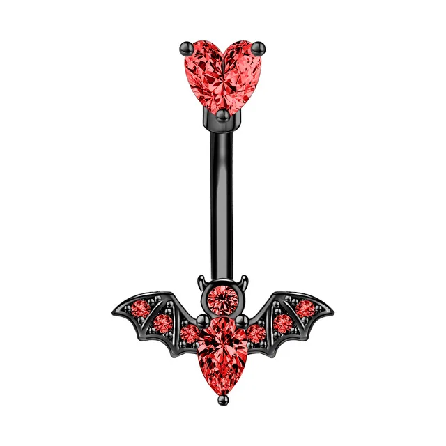 Piercing do pępka z kryształem – lis, serce, wąż, demon, motyw gotycki Pokryty tytanem