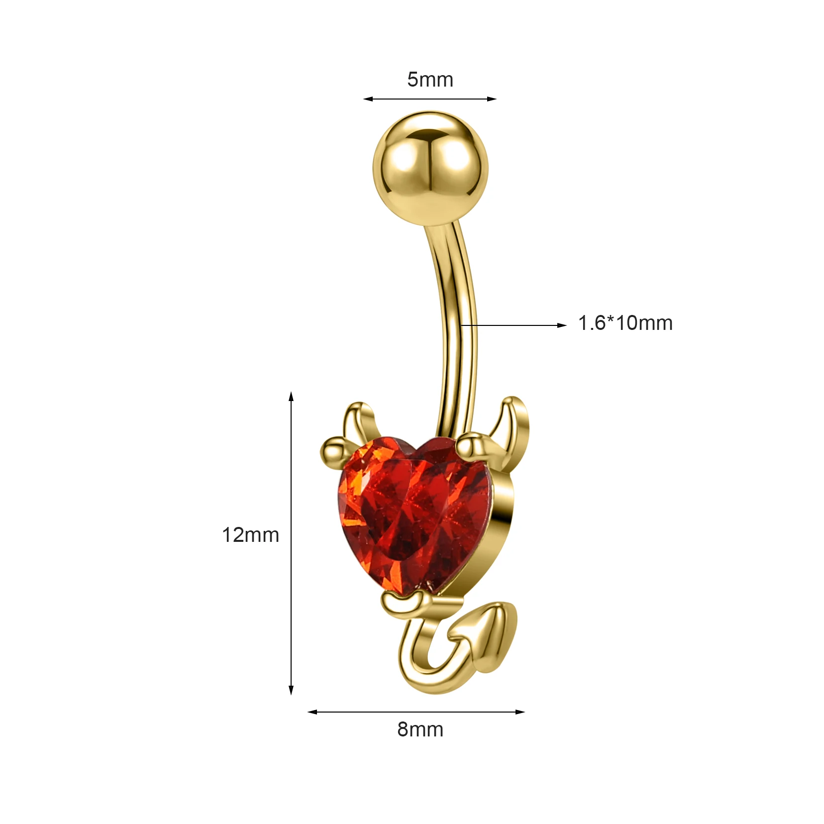 Piercing do pępka ze słonecznikiem i kryształem, stal chirurgiczna Kolor czystego złota