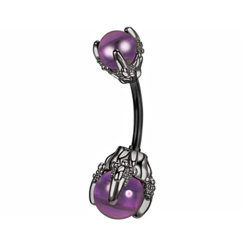 Piercing pępka fioletowy motyl kryształ serce 14G Antyczna miedź platerowana