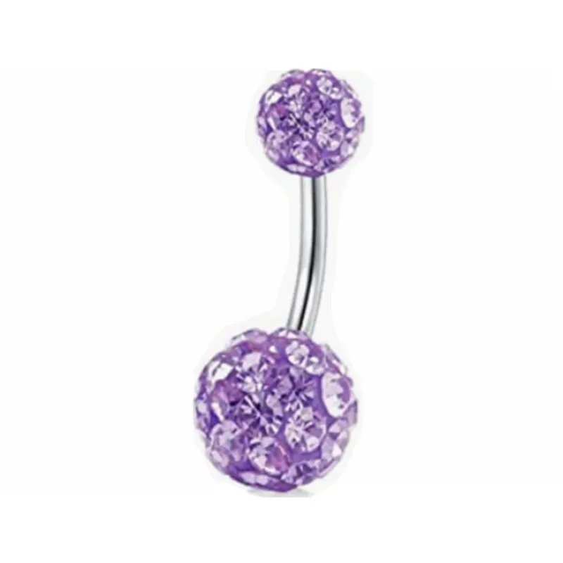 Piercing pępka fioletowy motyl kryształ serce 14G Imitacja rodowana