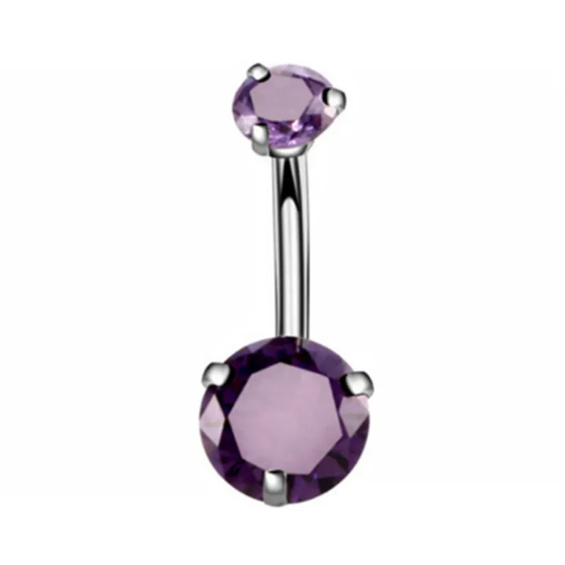 Piercing pępka fioletowy motyl kryształ serce 14G Kolor czystego złota
