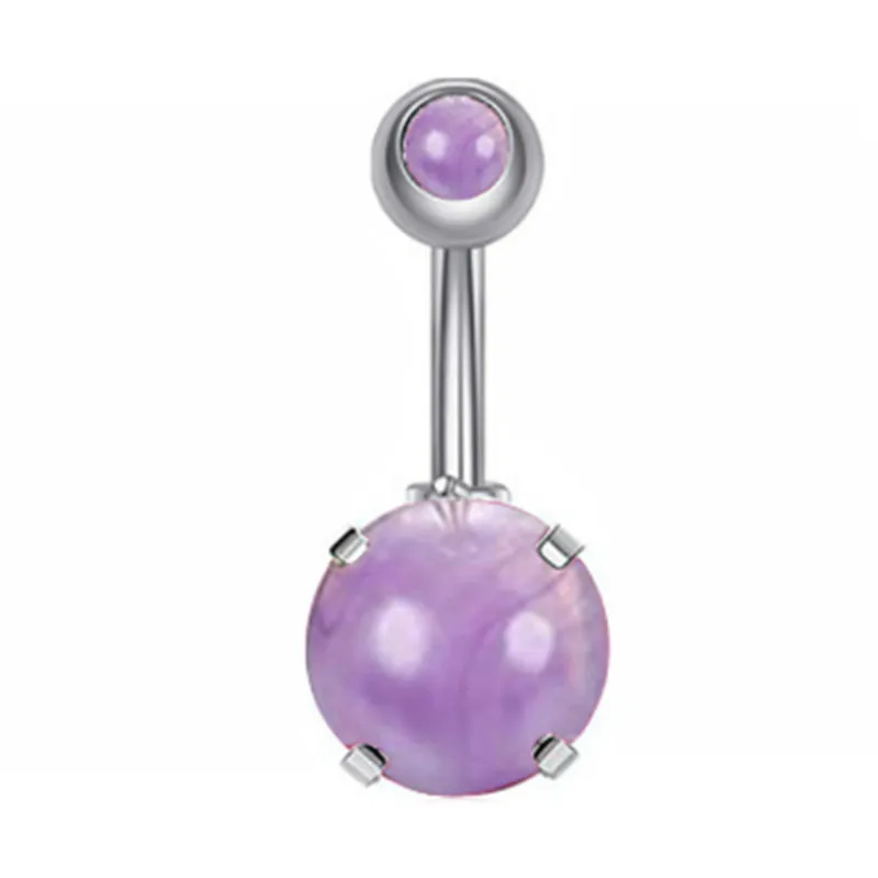 Piercing pępka fioletowy motyl kryształ serce 14G Posrebrzane