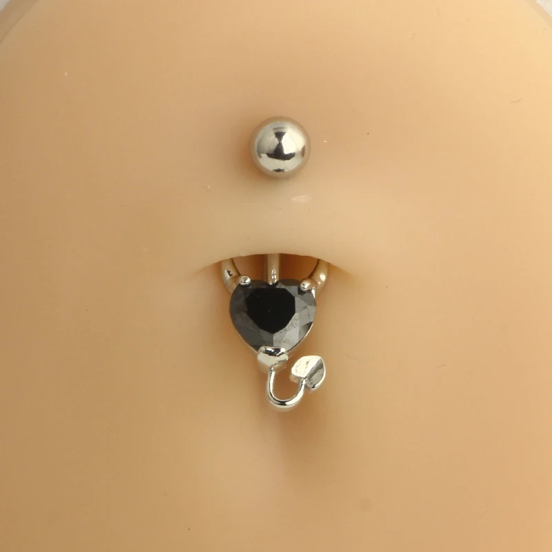 Piercing pępka zwisający stal chirurgiczna kwiat motyl serce 14G Antyczny brąz platerowany