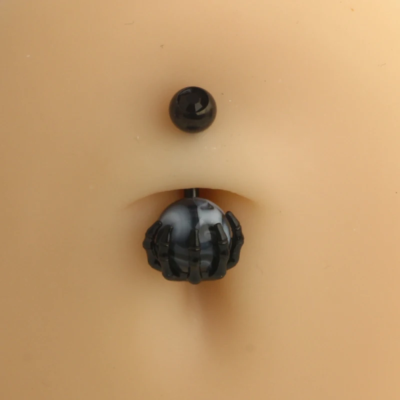 Piercing pępka zwisający stal chirurgiczna kwiat motyl serce 14G Czarny, platerowany pistoletem