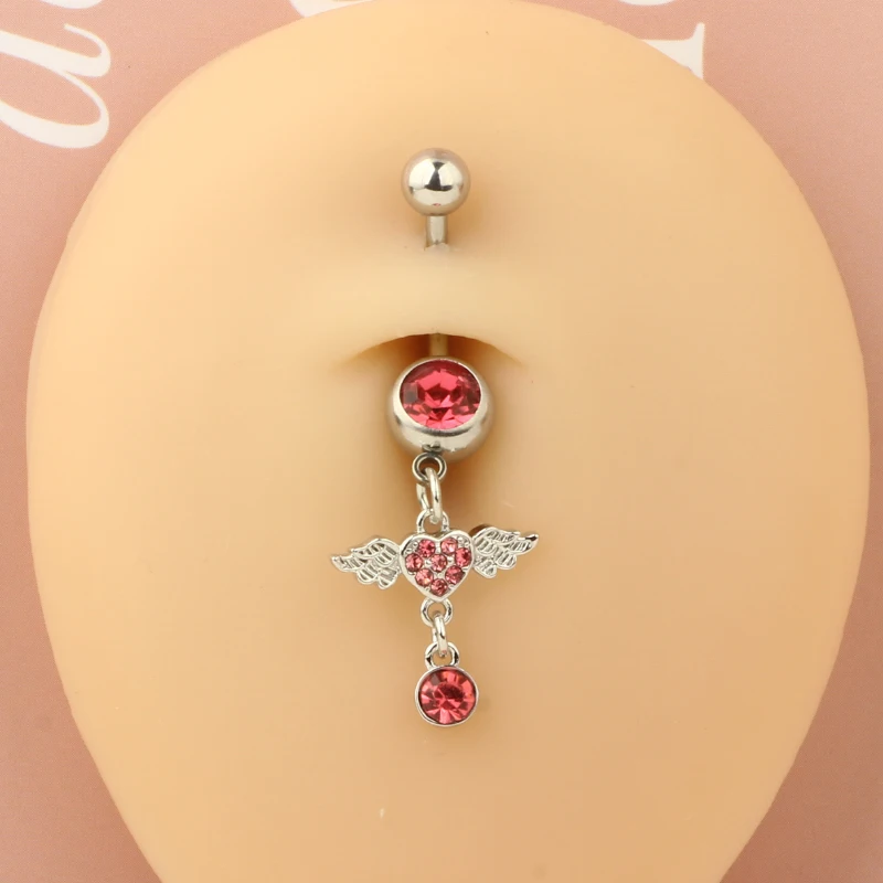Piercing pępka zwisający stal chirurgiczna kwiat motyl serce 14G Imitacja rodowana