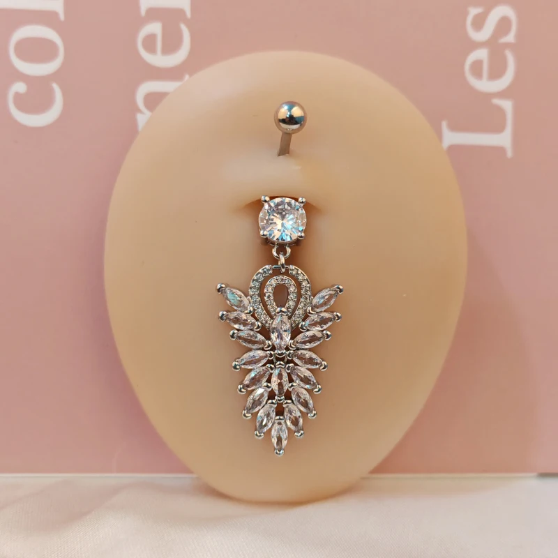 Piercing pępka zwisający stal chirurgiczna kwiat motyl serce 14G Jasnożółty kolor