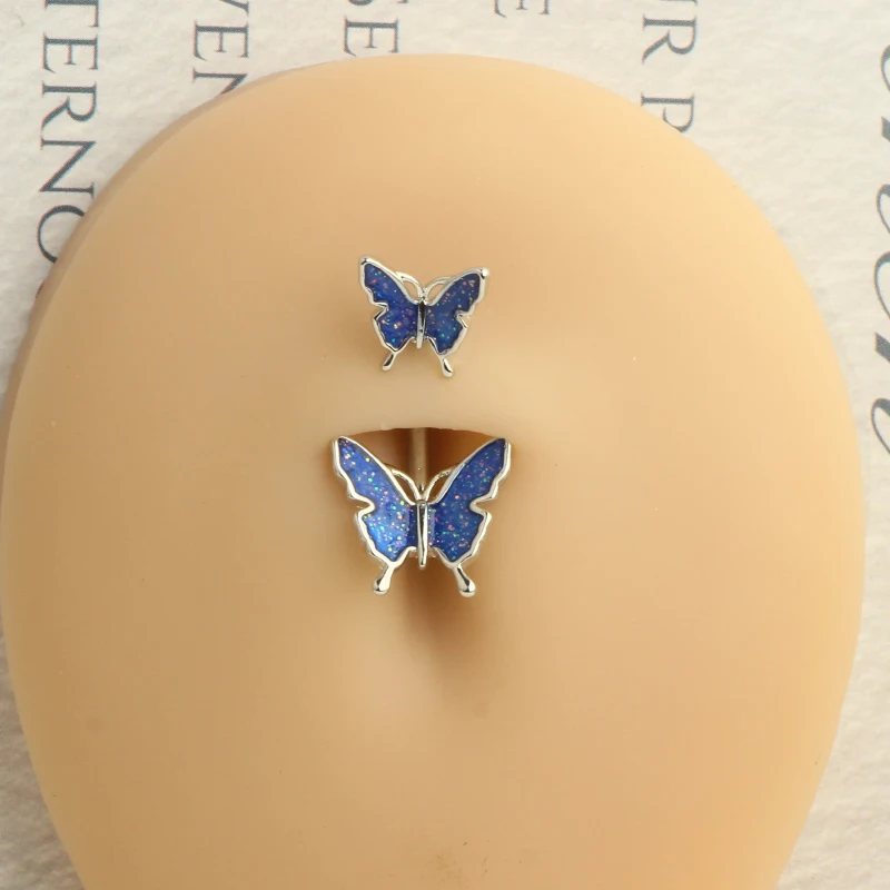 Piercing pępka zwisający stal chirurgiczna kwiat motyl serce 14G Kolor czystego złota