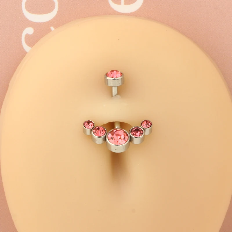 Piercing pępka zwisający stal chirurgiczna kwiat motyl serce 14G Posrebrzane