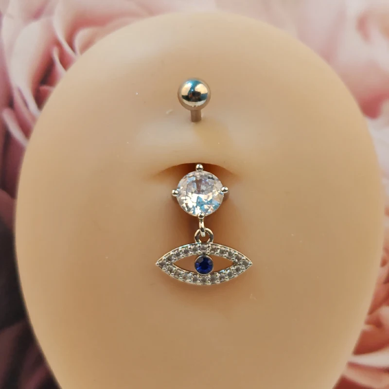 Piercing pępka zwisający stal chirurgiczna kwiat motyl serce 14G Złoty kolor