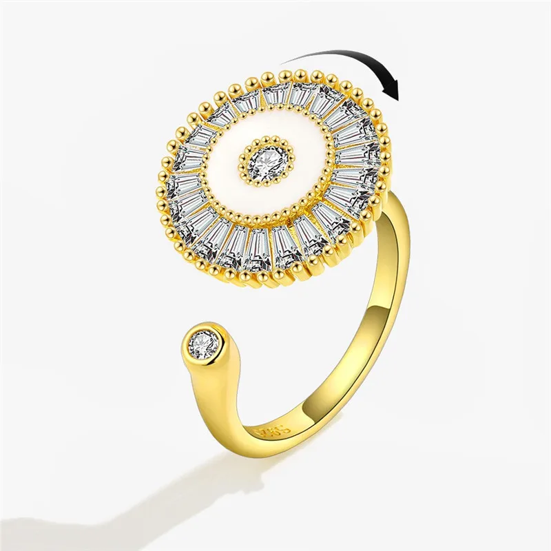 Pierścionek antystresowy obrotowy z kwiatem - fidget spinner ring Fioletowy