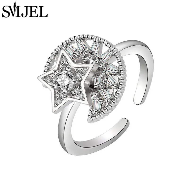 Pierścionek antystresowy obrotowy z kwiatem - fidget spinner ring Jasny