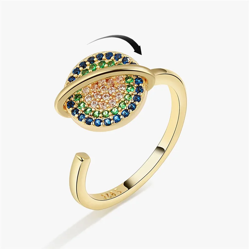 Pierścionek antystresowy obrotowy z kwiatem - fidget spinner ring Złoto