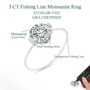 Pierścionek z moissanitem D 1/2 CT, srebro próby 925 Cytrynowy żółty