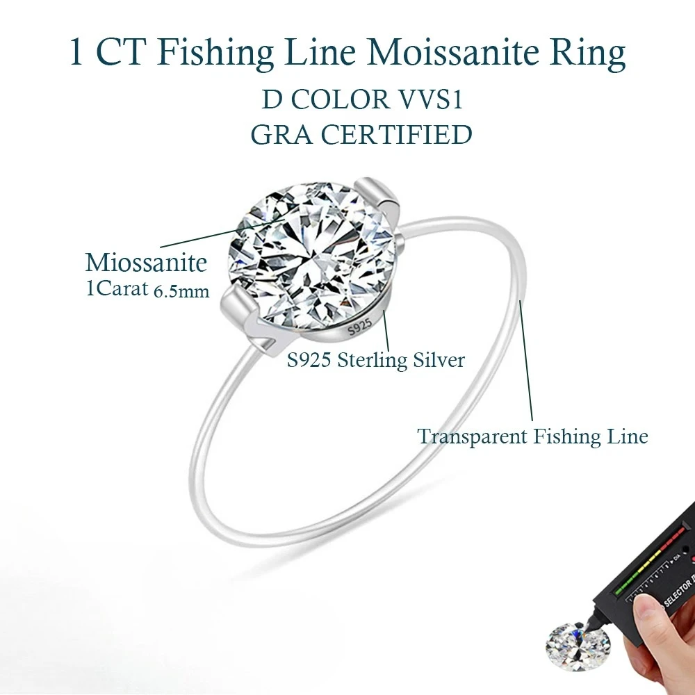 Pierścionek z moissanitem D 1/2 CT, srebro próby 925 Czerwony arbuz