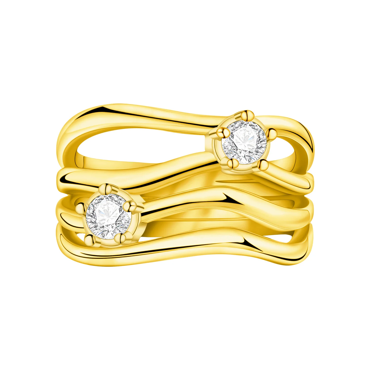 Pierścionek ze srebra S925 z kroplą żywicy Beżowy