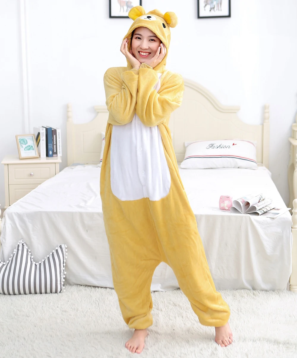 Piżama Kigurumi niedźwiedź - flanelowy kombinezon na Halloween Fuksja
