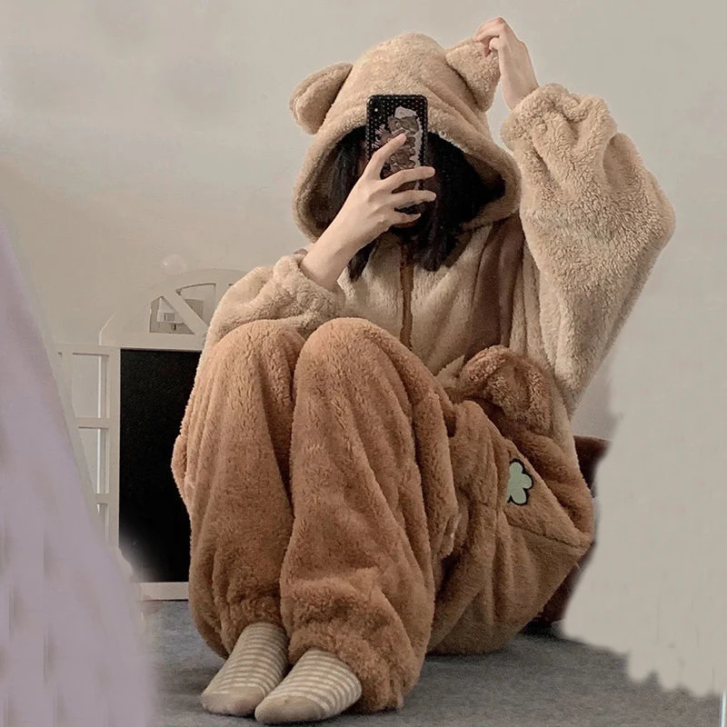 Piżama Kigurumi niedźwiedź - flanelowy kombinezon na Halloween Srebrny