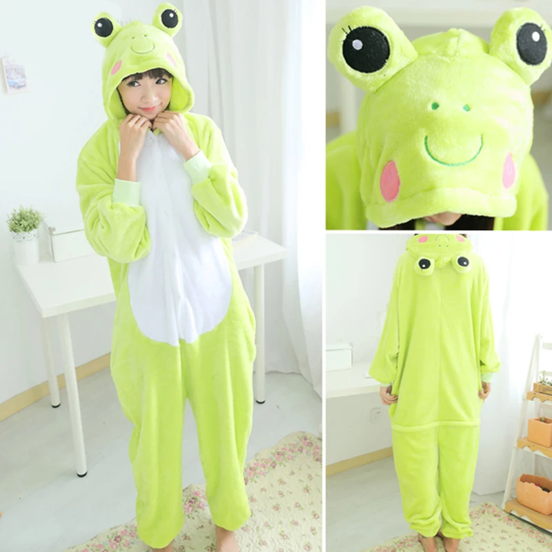 Piżama Kigurumi onesie - świnka, żabka, panda z miękkiej flaneli Jasny