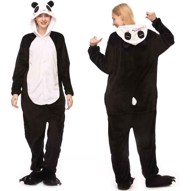 Piżama kombinezon Kigurumi Panda z kapturem Beżowy