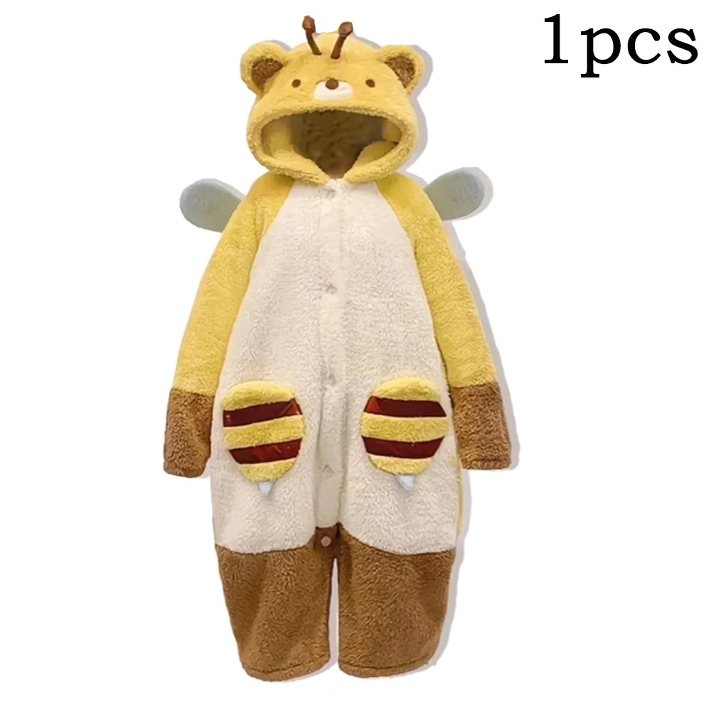 Piżama kigurumi pszczoła miodowa flanelowa z kapciami Turkusowy