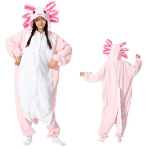 Piżama kigurumi różowy aksolotl kostium zwierzęcy dla dorosłych 