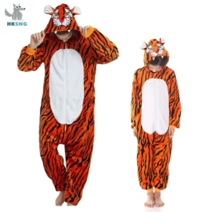 Piżama kigurumi tygrys flanelowy kombinezon z kapturem