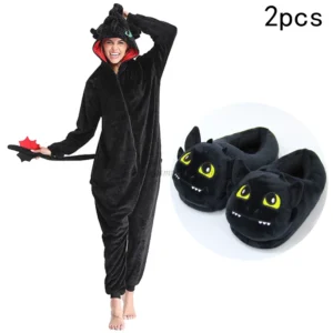 Piżama kombinezon kigurumi smok jednorożec unisex Beżowy