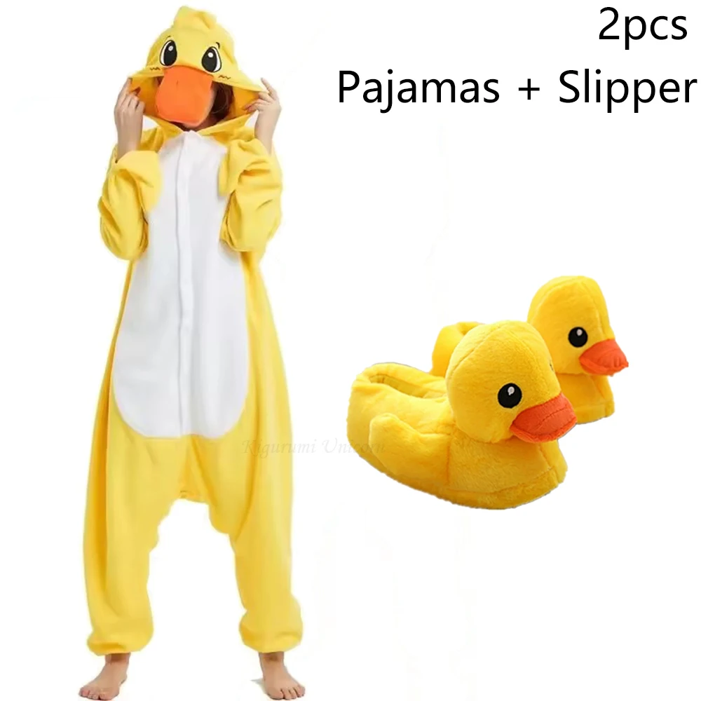 Piżama kombinezon kigurumi żółta kaczka Koralowa czerwona