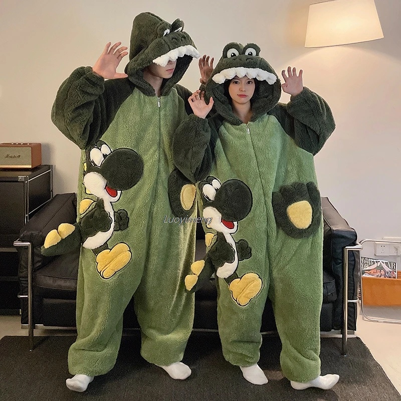 Piżama onesie panda - pluszowy kombinezon do spania Armijna zieleń