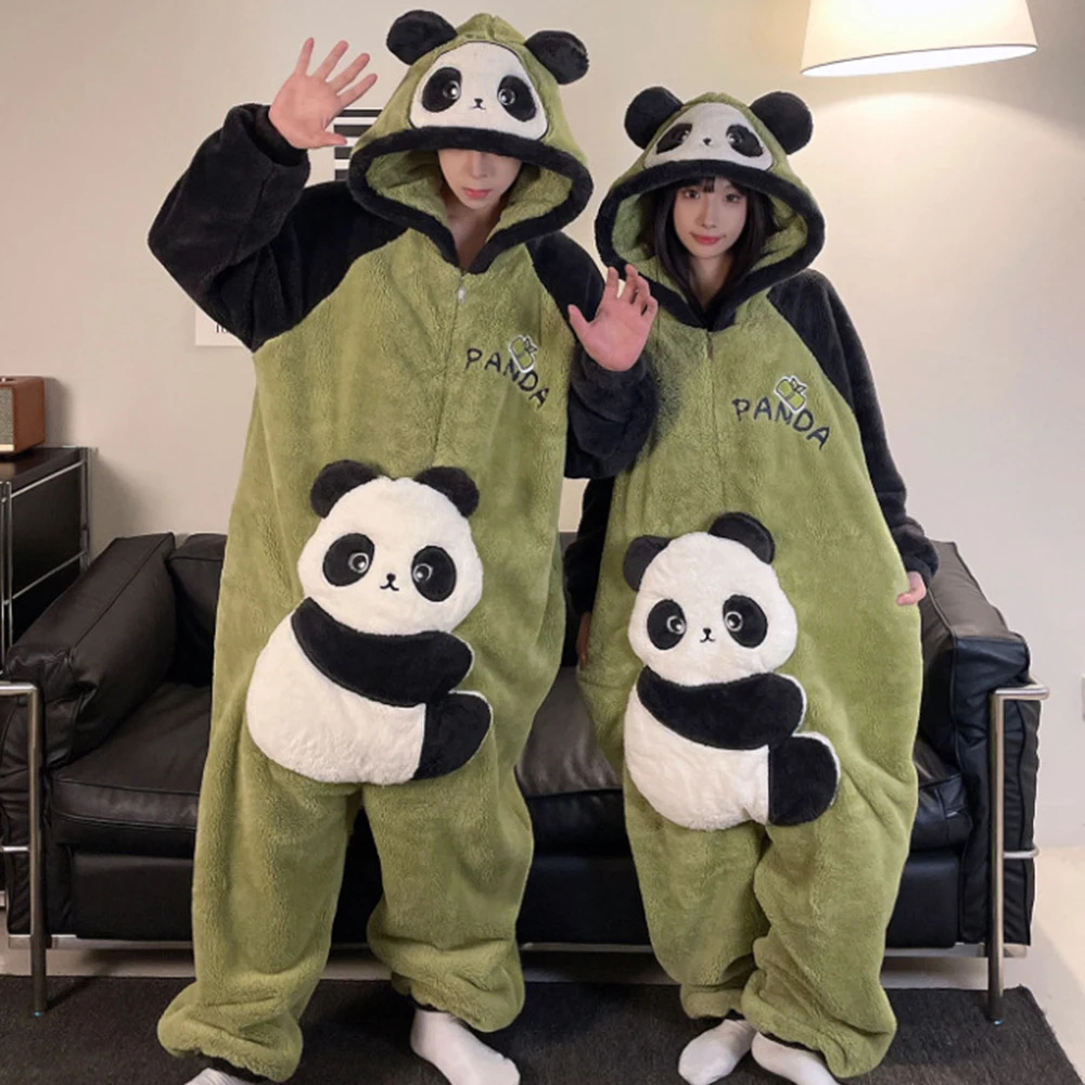 Piżama onesie panda - pluszowy kombinezon do spania Fioletowy