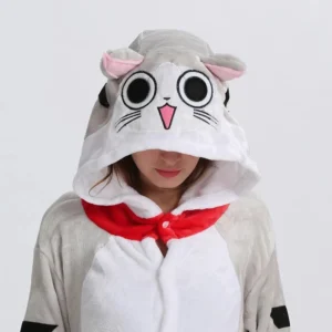 Piżama onesie z kapturem w kształcie kota Jumpsuit