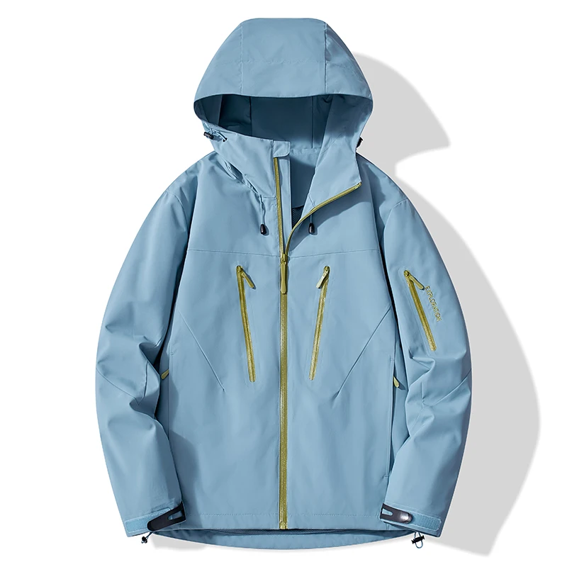Płaszcz przeciwdeszczowy unisex damski na trekking i kemping Szary