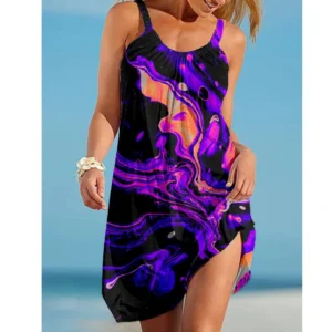 Plażowa sukienka midi tie dye na ramiączkach A2q