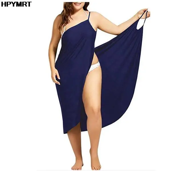 Plażowa sukienka pareo z odkrytymi plecami cover up Królewski niebieski