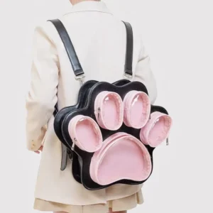 Plecak damski z łapkami kota – pojemna torba Ita Bag Różowy