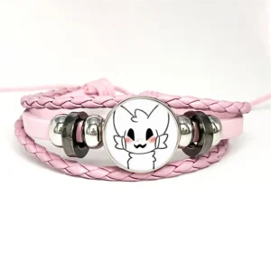 Plecione bransoletki Kawaii z różowymi kotkami Kolor stali