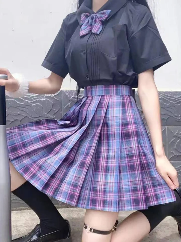 Plisowana spódniczka mini w kratę z kokardą Harajuku Beżowy
