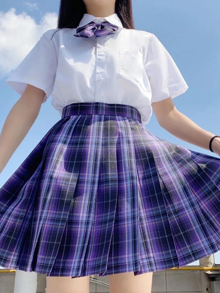 Plisowana spódniczka mini w kratę z kokardą Harajuku Biały