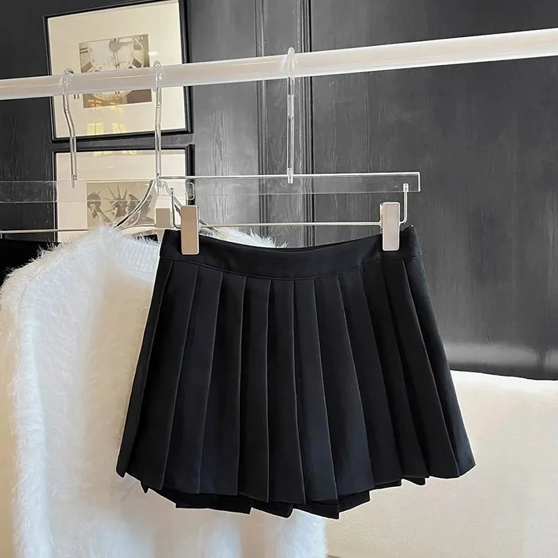 Plisowana spódniczka mini tenisowa w stylu preppy Czarny
