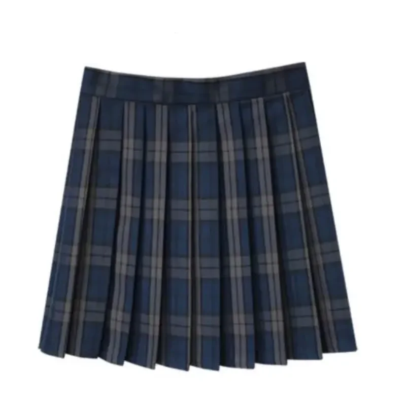 Plisowana spódniczka mini w kratę koreańska szkolna styl Preppy Błękitny
