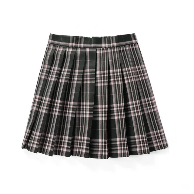 Plisowana spódniczka mini w kratę koreańska szkolna styl Preppy Królewski niebieski