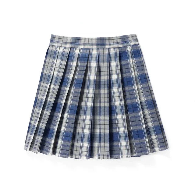 Plisowana spódniczka mini w kratę koreańska szkolna styl Preppy Srebrny
