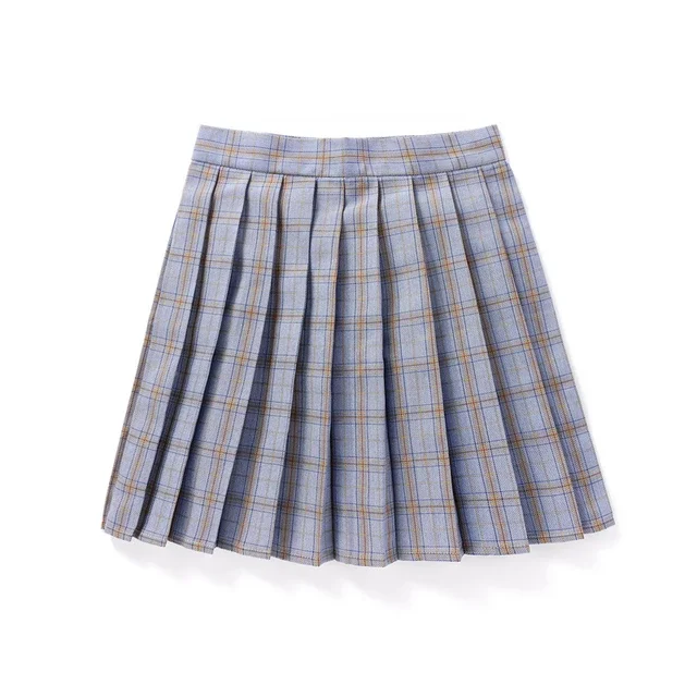 Plisowana spódniczka mini w kratę koreańska szkolna styl Preppy Szary