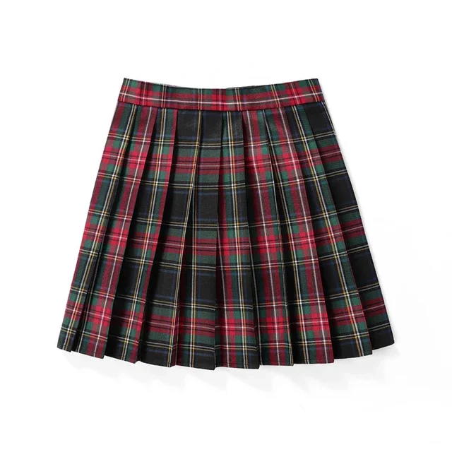 Plisowana spódniczka mini w kratę koreańska szkolna styl Preppy Turkusowy