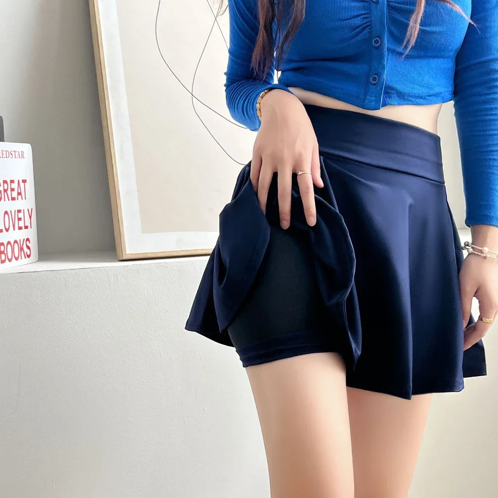 Plisowana spódniczka mini w stylu skater w wielu kolorach Niebieski