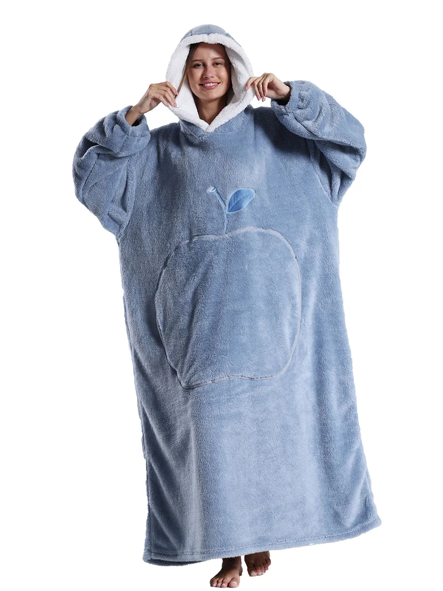Pluszowa bluza-koc z kapturem oversize na zimę Amy zielony