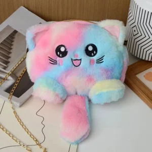 Pluszowa torba na ramię tie-dye z łańcuszkiem Ciemnoszary
