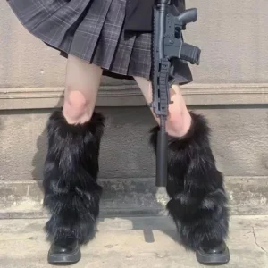 Pluszowe ocieplacze na kostkę w stylu Harajuku Lolita Beżowy