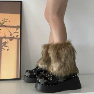 Pluszowe ocieplacze na nogi z futerka 25-40 cm Błękitny